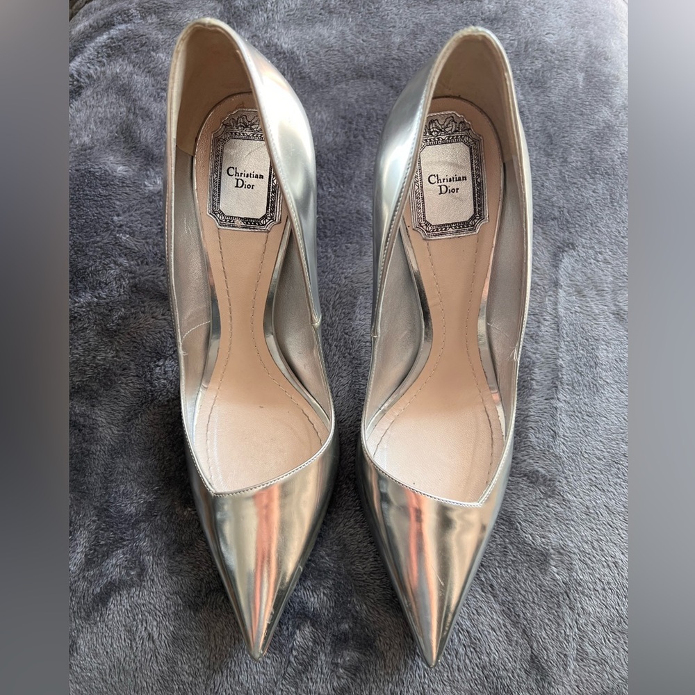 Dior Silver Metallic Heels